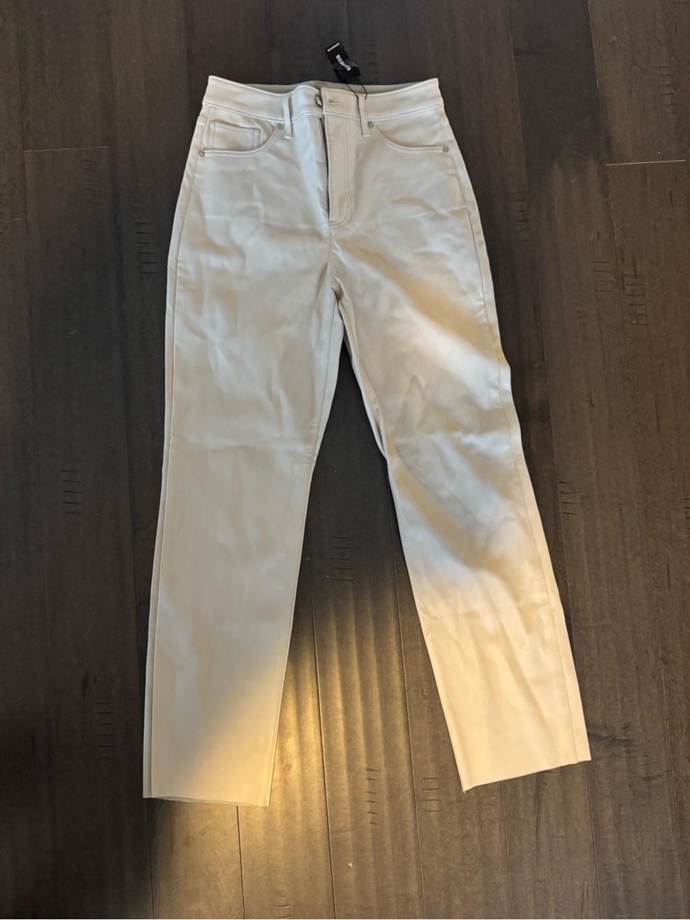 Express Ivory Faux Leather Straight Leg Pants Size 8R NWT $98
